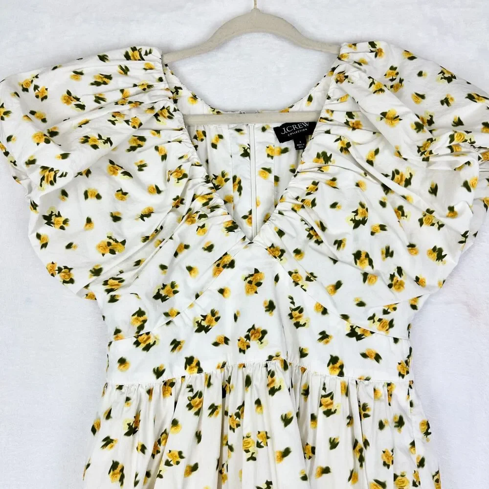 J.Crew Collection Cecily Dress in Budding Rose Print Size 6 Midi Length Pockets - Picture 6 of 10
